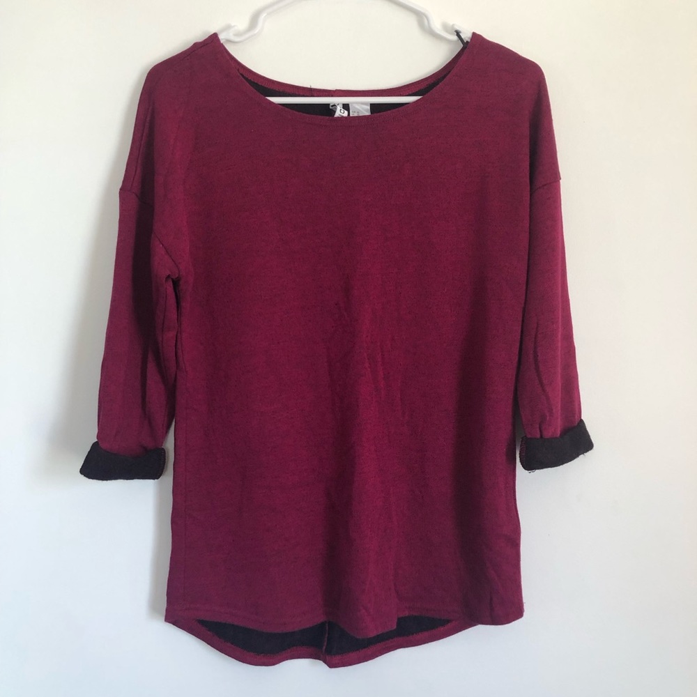 H&M Divided Maroon Dark Red Knit Top Shirt Women’s Size XS Holiday Autumn Winter